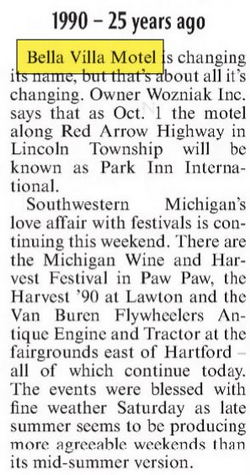 Bella-Villa Motel and Restaurant (Bella Villa Motel, Super 8 by Wyndham, Park Inn) - Sep 2015 Retrospective Article On Name Change (newer photo)